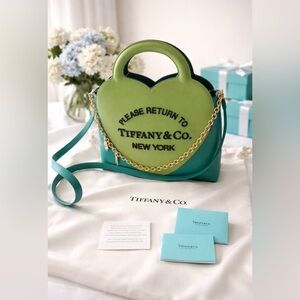 Tiffany & Co Heart Bag Green Leather Please Return To Tiffany Crossbody Rare